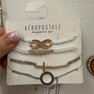 Aeropostale Gold and Silver Infinity Bracelet Set